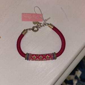 Vera Bradley NWT enamel and rope bracelet with pink purple and green and silver